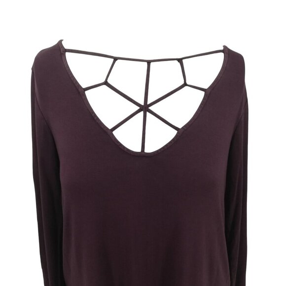 American Eagle Soft & Sexy T Long Sleeve Lattice Shirt Size S Curved Hem Stretch - Picture 3 of 12